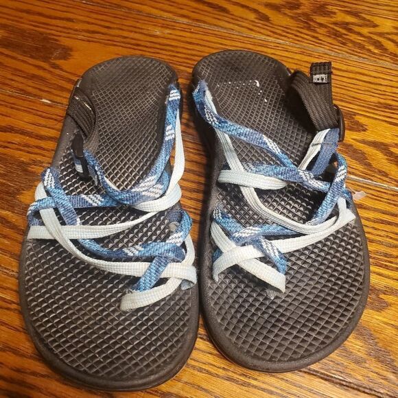 Chaco blue&black slide on sandals sz 6 - Picture 1 of 6